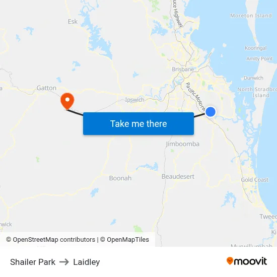 Shailer Park to Laidley map