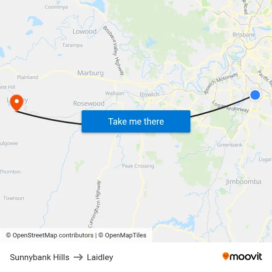 Sunnybank Hills to Laidley map
