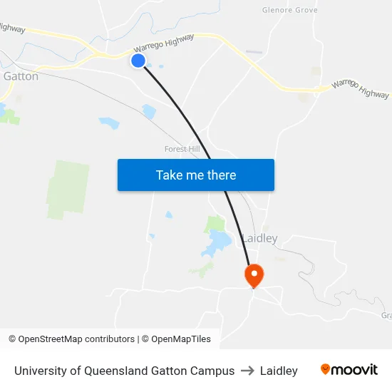 University of Queensland Gatton Campus to Laidley map