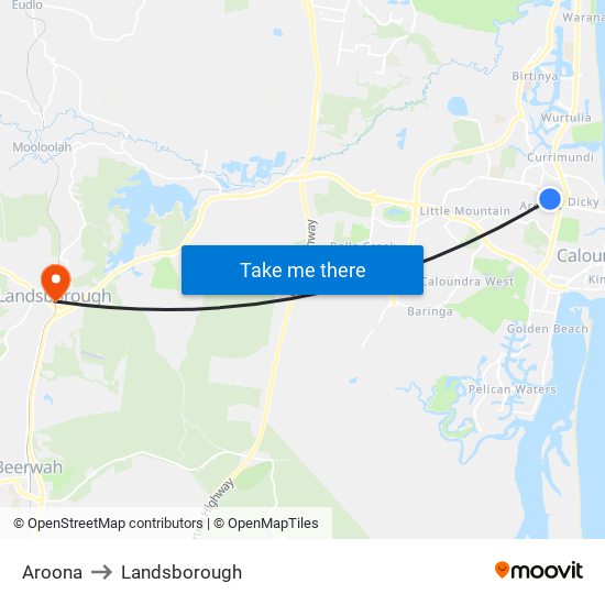 Aroona to Landsborough map
