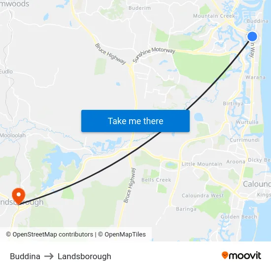 Buddina to Landsborough map