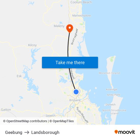 Geebung to Landsborough map