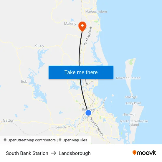 South Bank Station to Landsborough map