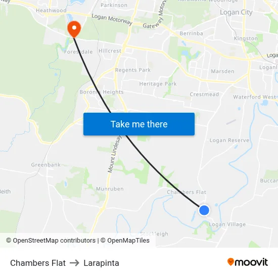 Chambers Flat to Larapinta map