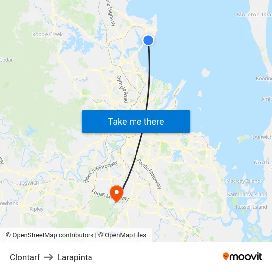 Clontarf to Larapinta map