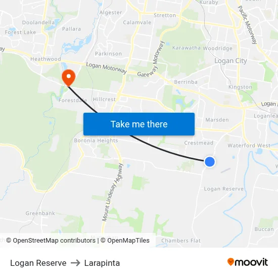 Logan Reserve to Larapinta map