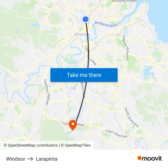 Windsor to Larapinta map