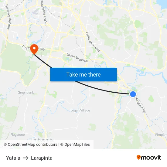 Yatala to Larapinta map