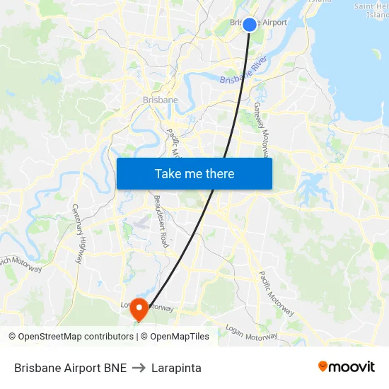Brisbane Airport BNE to Larapinta map