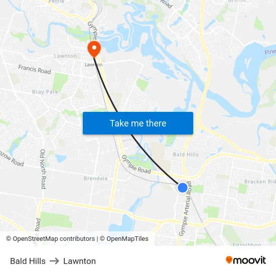 Bald Hills to Lawnton map