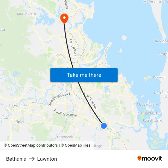 Bethania to Lawnton map