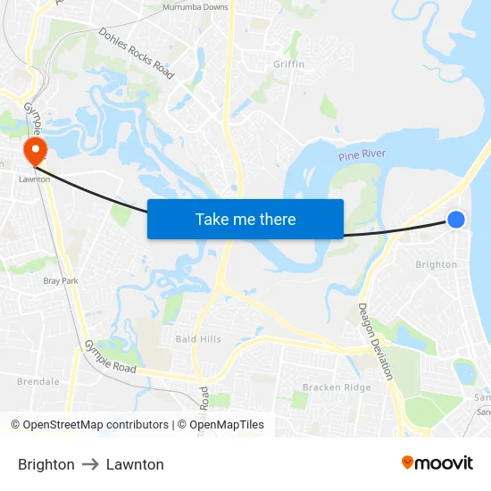 Brighton to Lawnton map