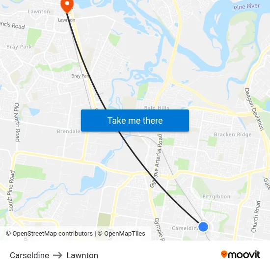 Carseldine to Lawnton map