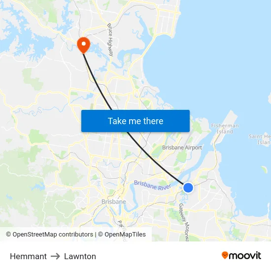 Hemmant to Lawnton map