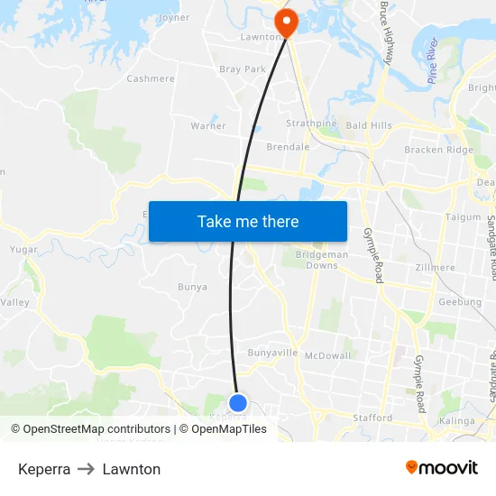 Keperra to Lawnton map