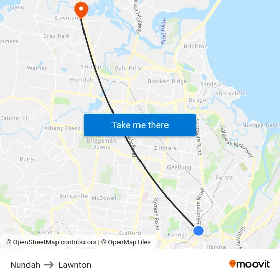 Nundah to Lawnton map