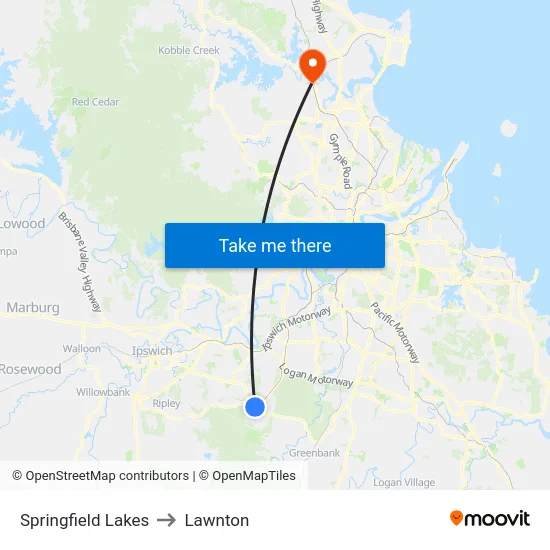 Springfield Lakes to Lawnton map