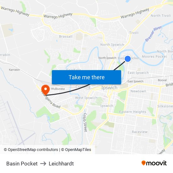 Basin Pocket to Leichhardt map