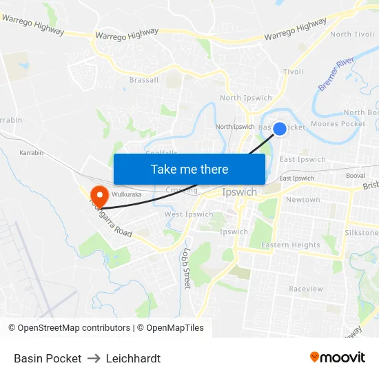 Basin Pocket to Leichhardt map