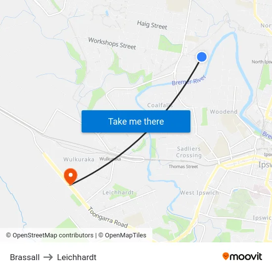 Brassall to Leichhardt map
