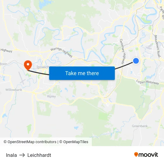 Inala to Leichhardt map