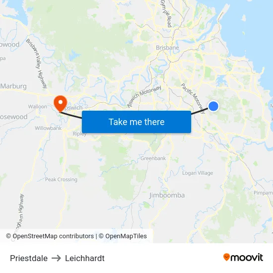 Priestdale to Leichhardt map