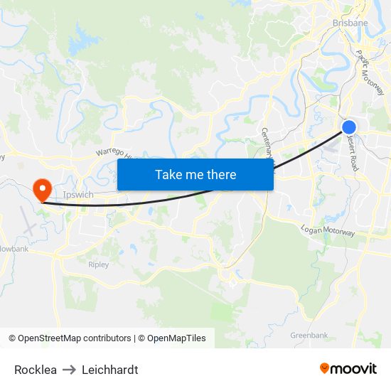 Rocklea to Leichhardt map