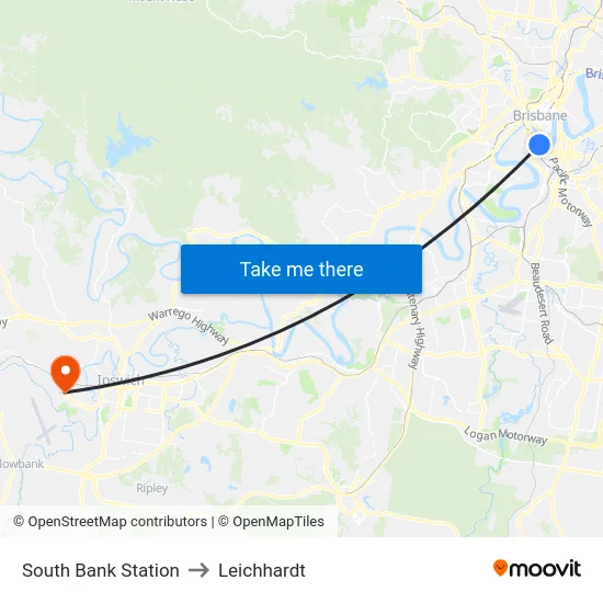South Bank Station to Leichhardt map