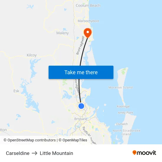 Carseldine to Little Mountain map