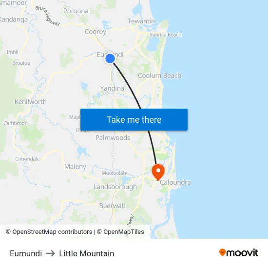 Eumundi to Little Mountain map