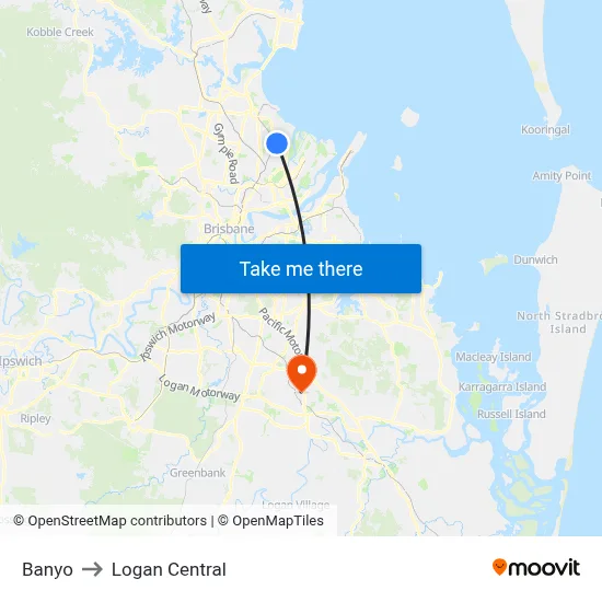 Banyo to Logan Central map