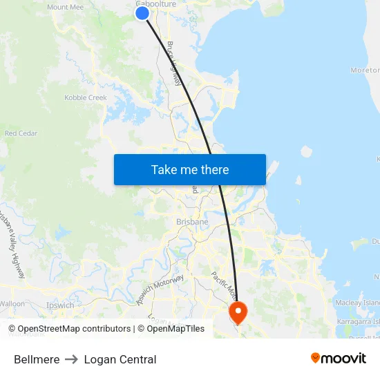 Bellmere to Logan Central map