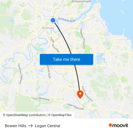 Bowen Hills to Logan Central map
