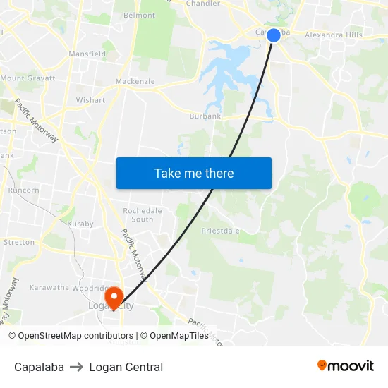 Capalaba to Logan Central map