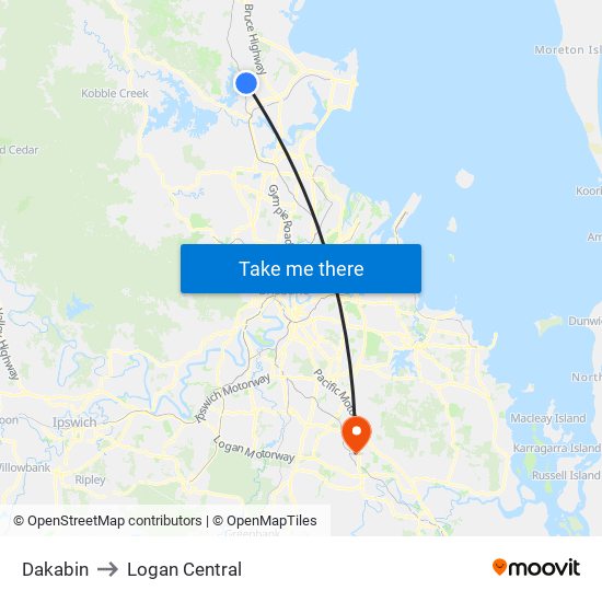 Dakabin to Logan Central map