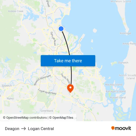Deagon to Logan Central map