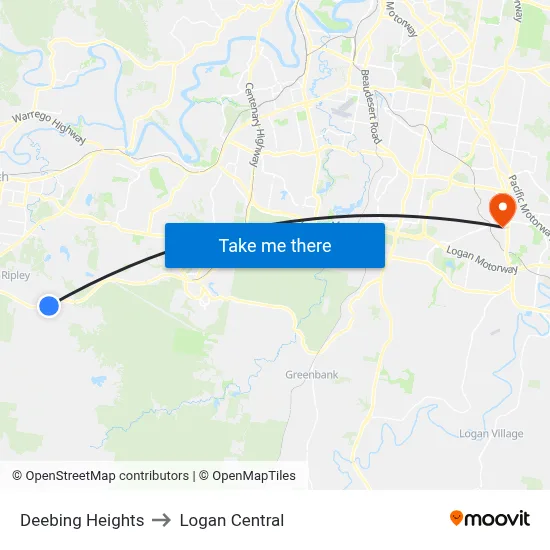 Deebing Heights to Logan Central map