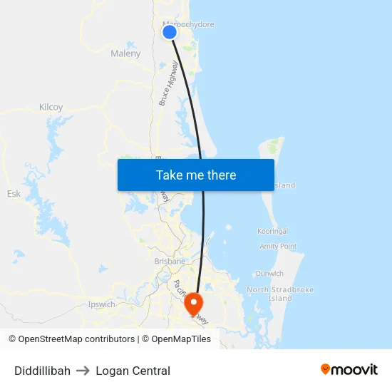 Diddillibah to Logan Central map