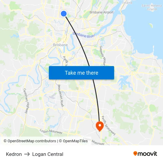 Kedron to Logan Central map
