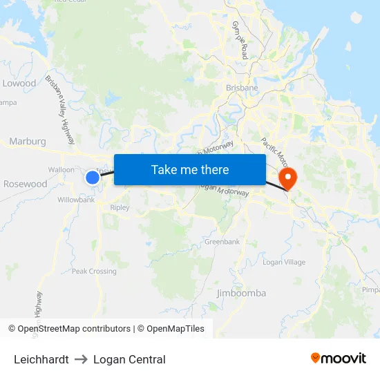 Leichhardt to Logan Central map