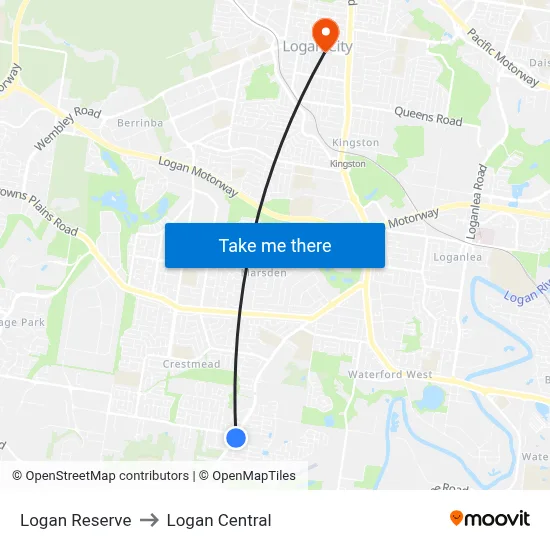 Logan Reserve to Logan Central map