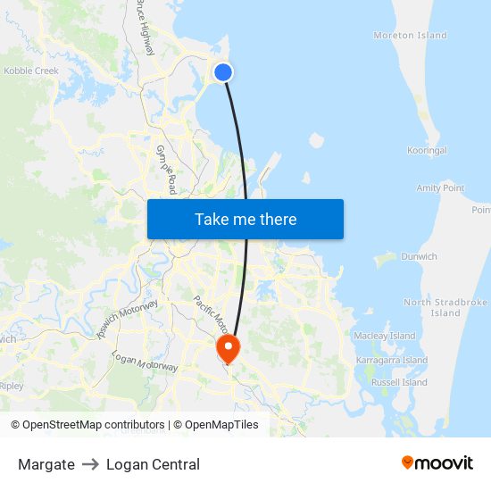 Margate to Logan Central map