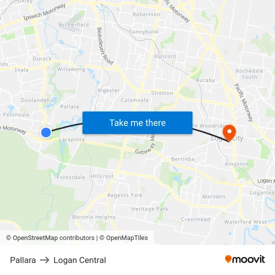Pallara to Logan Central map