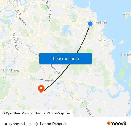 Alexandra Hills to Logan Reserve map