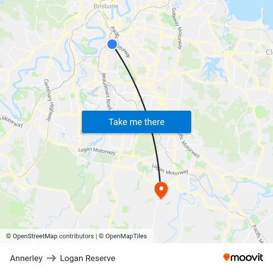 Annerley to Logan Reserve map