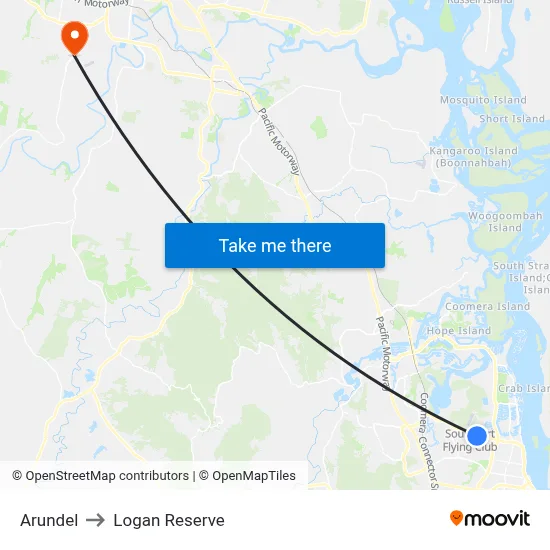 Arundel to Logan Reserve map