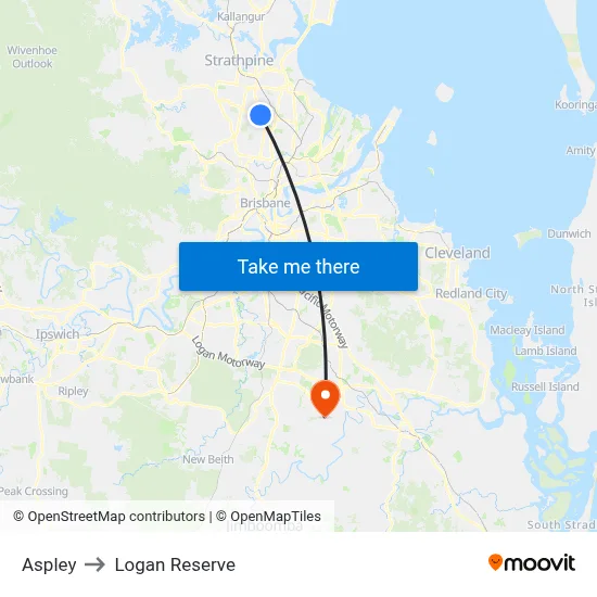 Aspley to Logan Reserve map