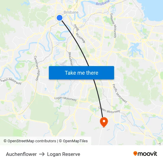 Auchenflower to Logan Reserve map