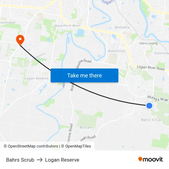 Bahrs Scrub to Logan Reserve map