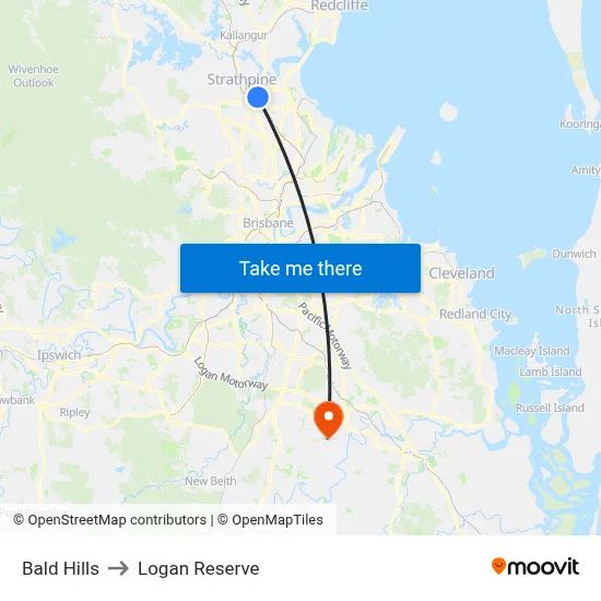 Bald Hills to Logan Reserve map